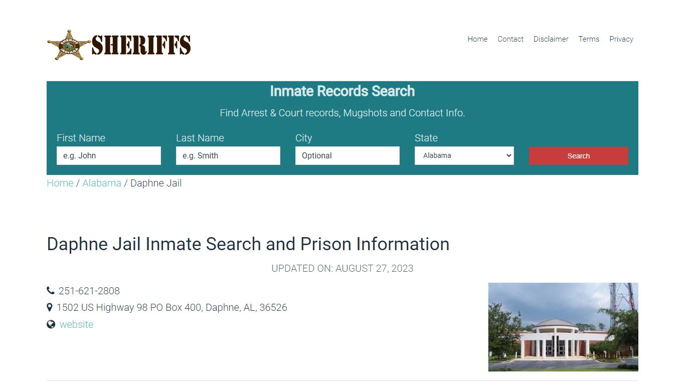 Daphne Jail Inmate Search, Visitation, Phone no. & Mailing Information