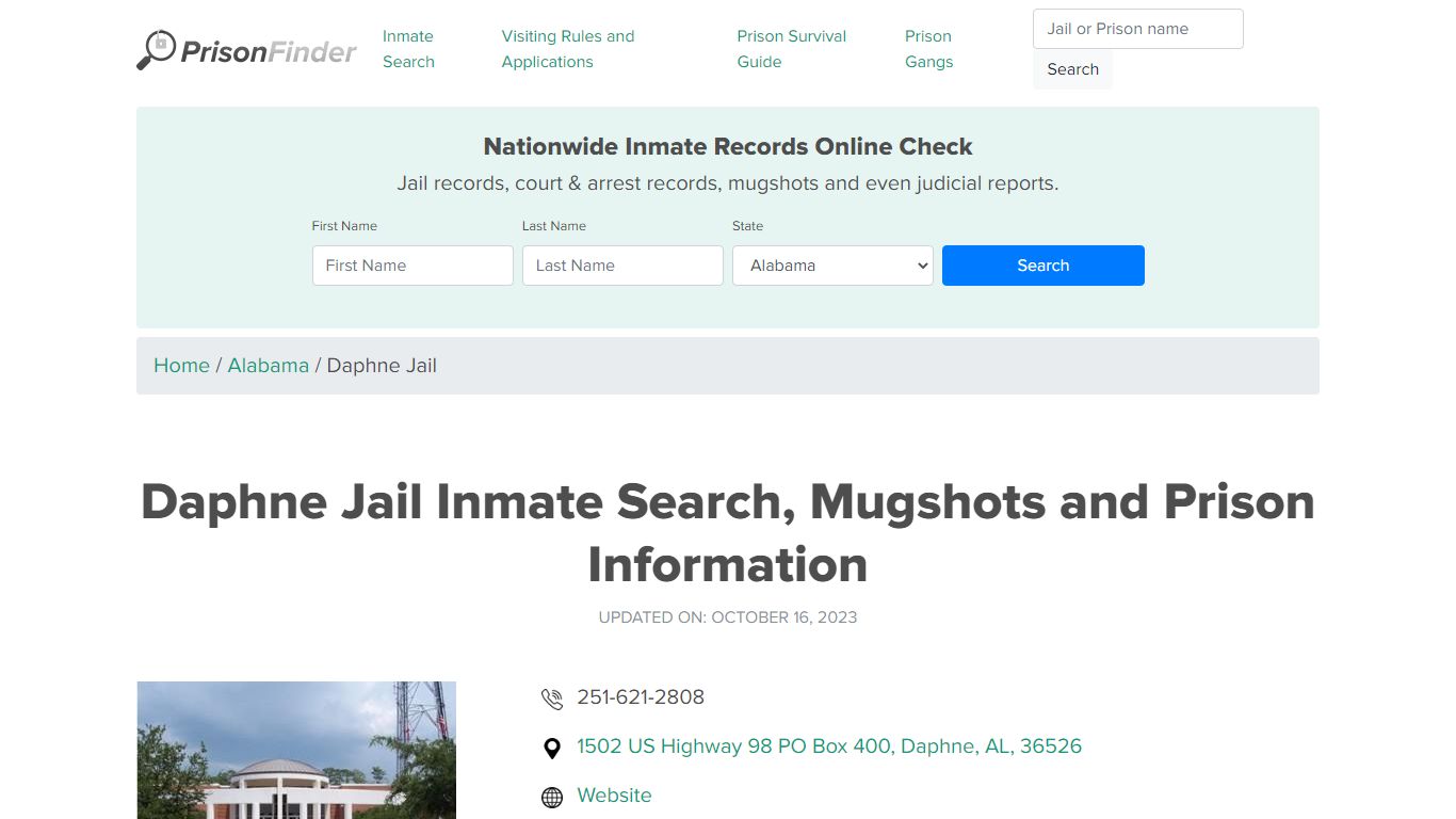 Daphne Jail Inmate Search, Mugshots and Prison Information